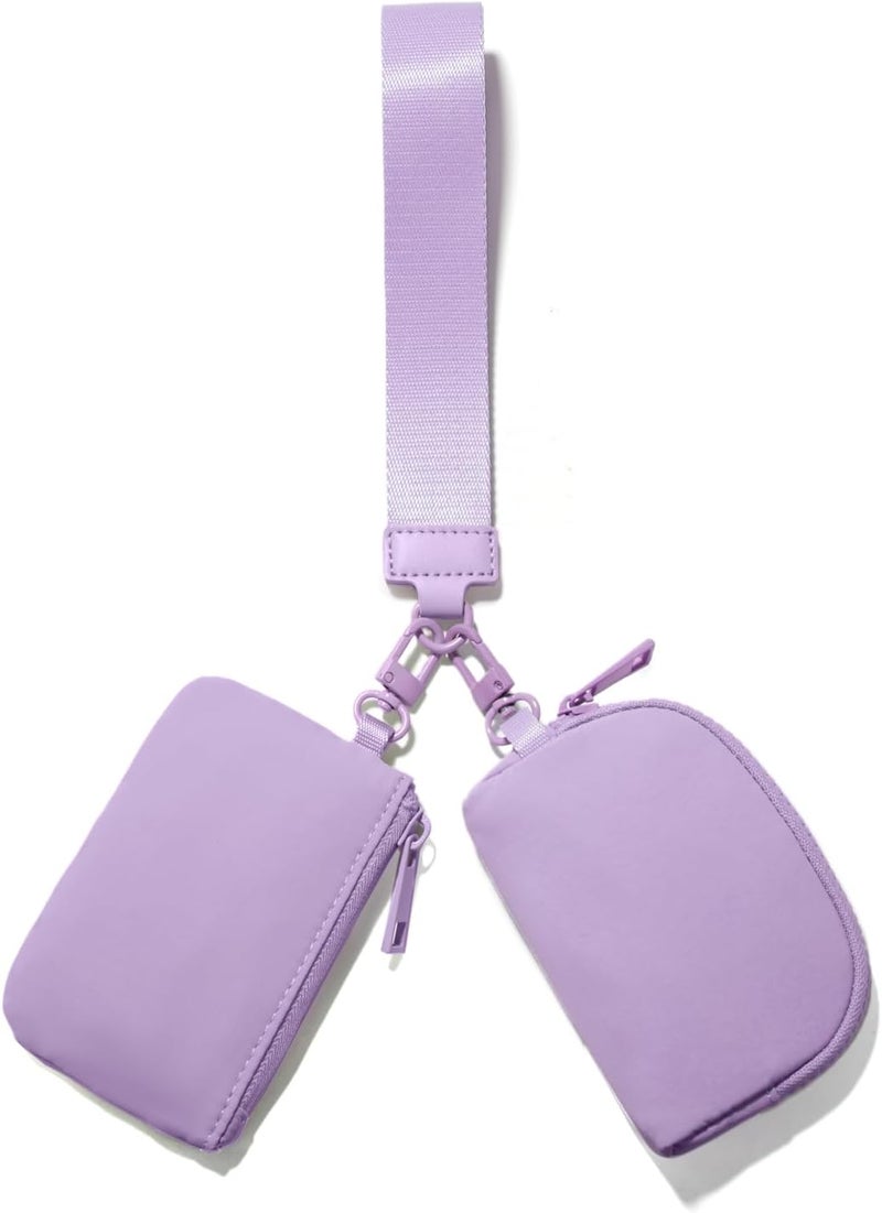 Viverte Mini Zip Around Wristlet Wallets for Women Small Portable Coin Purse Dual Pouch Keychain Wristlet Preppy Things Cute Stuff Gifts for Teen Girls (Lavender) - Image 1
